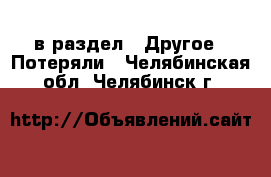  в раздел : Другое » Потеряли . Челябинская обл.,Челябинск г.